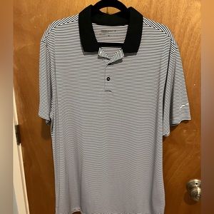 NIKE SPORT DRI FIT BLACK & WHITE STRIPE POLO SHIRT